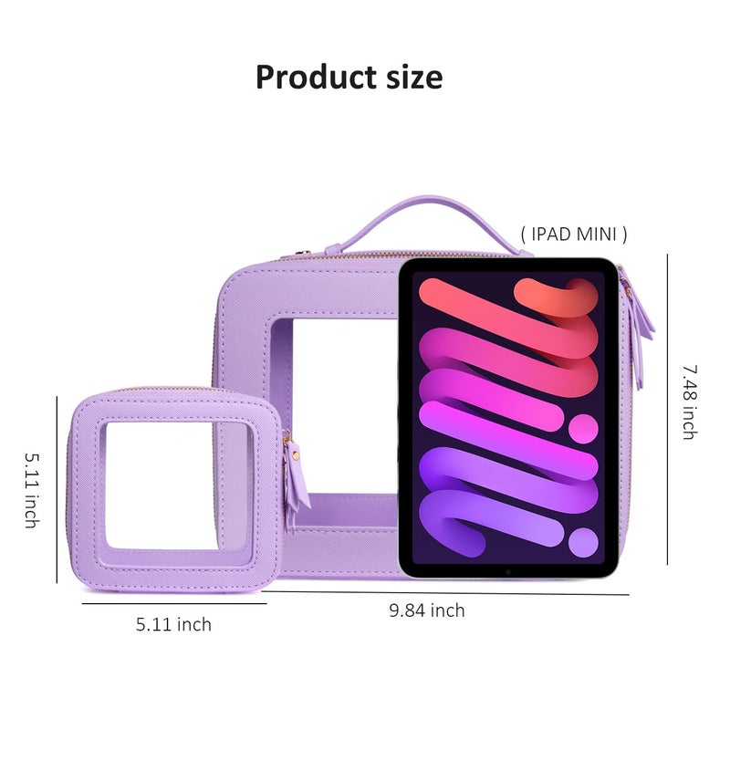 LETGO Clear Makeup Bags Set - TSA Approved Toiletry Bag with Handle Large Opening, Clear Toiletry Bags Case Pouch for Travel Essentials Car Accessories for Women Men (0-2Pack-Purple) - Image 2